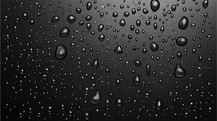 Close-up of water droplets on a dark, smooth surface.