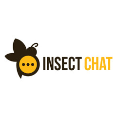 bee insect forum chat flat minimalist logo design