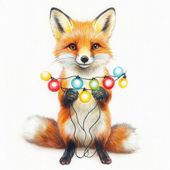 Curious fox with party light, looks delightful and festive for celebration