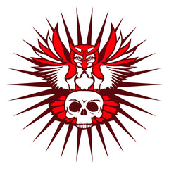 Owl Cool Skull Skull Halloween Tattoo Decorative Isolated Vector Graphic Design Illustration
