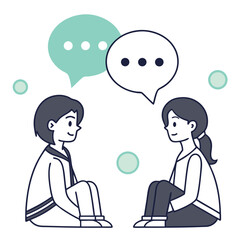 Two Young People Sitting and Having a Conversation