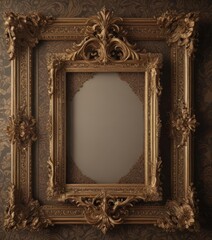 Ornate frames with scrolling details against rich damask ,  illustration,  sophisticated