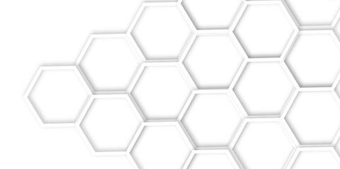 Abstract geometric technology 3d white light structure technology out line hexagon polygonal honeycomb luxury pattern vector background.	