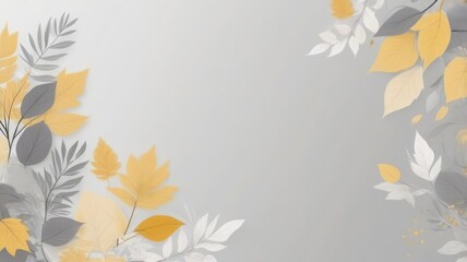 Obraz premium Vector grey floral background with white and golden leaves