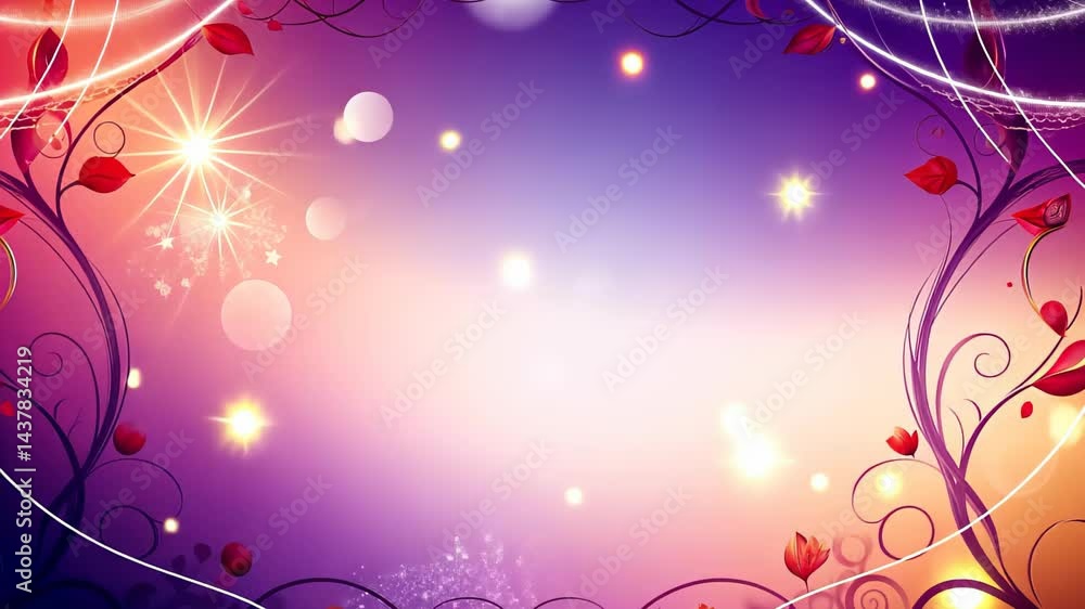 Poster colorful abstract background setting a dreamy atmosphere with sparkling lights and delicate foliage 
