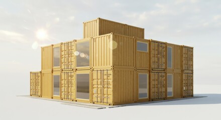 Modern building architecture constructed from recycled shipping containers
