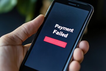 A frustrating "Payment Failed" message displayed on a smartphone screen.