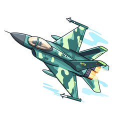 Camouflaged Fighter Jet Flying With