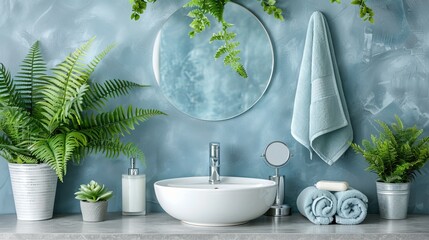 Elegant top view of a modern bathroom countertop featuring a sleek and stylish sink design.