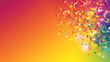 Vibrant gradient backdrop with a flurry of colorful bokeh circles on the right corner