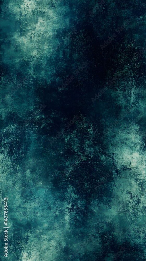 Poster abstract textured backdrop of deep teal and grey tones.