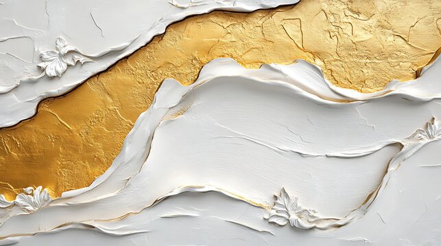 White Gold Abstract Texture Art.