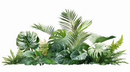 Lush Tropical Jungle Foliage with Vibrant Green Leaves and Texture