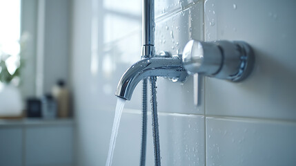 Modern Shower Head with Running Water