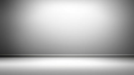 Monochrome minimalist studio background with soft light gradient on smooth wall and floor creating a modern, neutral abstract space ideal for product display, digital art, graphic