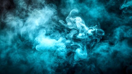 Ethereal Blue Smoke Swirling in Dark Background with Light Highlights