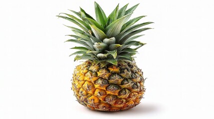Fototapeta premium Detailed Close-Up of a Fresh Pineapple with Green Spiky Crown