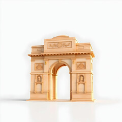 Beautiful 3d India gate model isolated on a transparent background