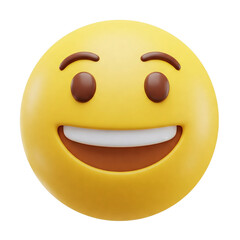 Fototapeta premium Yellow Smiley Face Emoji with Open Mouth - emoji isolated transparent background 