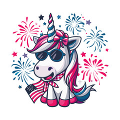 Naklejka premium 4th of July a Unicorn vector art