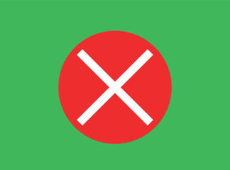 Obraz premium Wrong Answer Icon Red Cross X Green Field