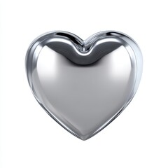 Metallic heart shape, glossy effect on white background