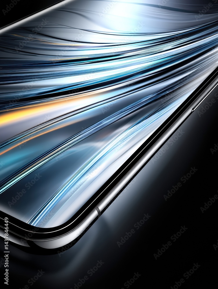 Poster Zoomed Detail of a Sleek Screen Edge With Ambient Light Reflection Showcasing Dynamic Curves and Modern Design