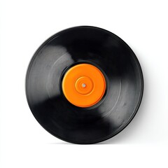 Fototapeta premium Vinyl record with orange label on white background