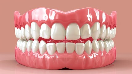 Obraz premium 3d rendering of bright white teeth and gums representing optimal oral health and hygiene