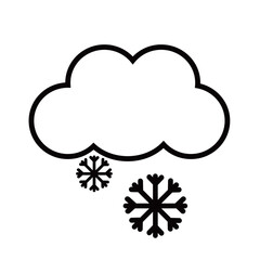 天気　雲と雪降るアイコン　モノクロ