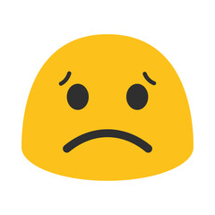 Worried face emoji illustration, clipart, isolated on white background