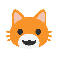 Grinning Cat Illustration, Clipart Icon Isolated on White Background