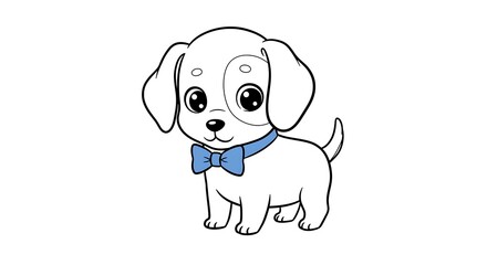 Fototapeta premium Adorable Cartoon Puppy with Bow Tie - Cute Dog Illustration