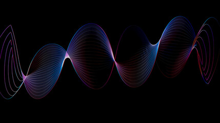 Synchronized waveform arcs in teal-mauve, audio engineering template.Generative AI