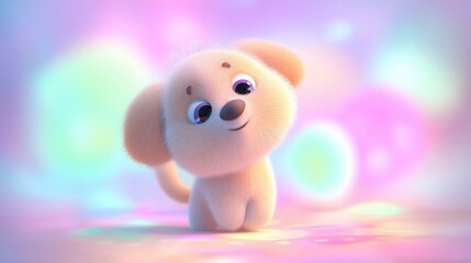 Fototapeta premium Playful Pastel Puppy With Dreamy Eyes