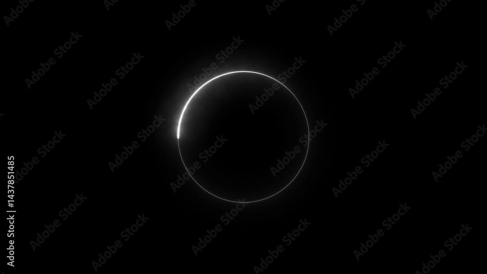 Poster abstract circle glow border, alpha channel, seamless loop, abstract glowing neon line cyan color cir