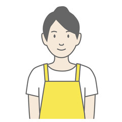 エプロンをした女性が正面を向いているイラスト