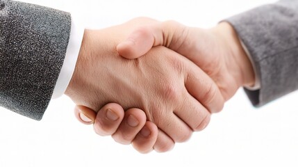 Business Handshake between Two Professionals Isolated on White Background