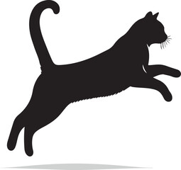 Jumping Cat Vector Silhouette Illustration
