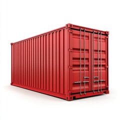Cargo Container Blank Mockup with logo and copy space isolated on white background. Shipping Container Mockup. Industrial Cargo Box. Freight Container. Cargo Container isolated on white.