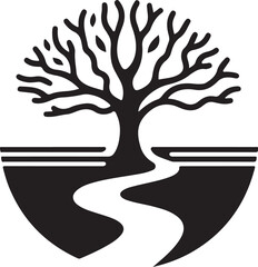 Symbolic Tree from Path Silhouette Logo