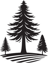 Obraz premium Tall Cedar Tree Silhouette Vector Art