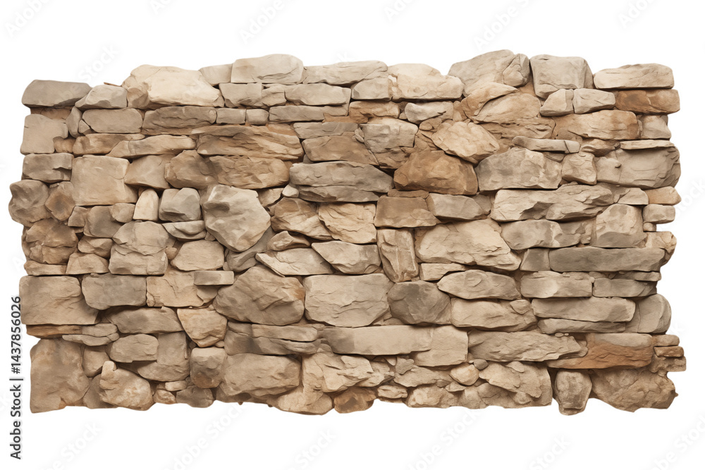 Poster a stone wall made of light brown rocks stacked unevenly in a random pattern transparent background p