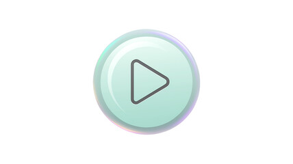 Minimalist Subscribe button for modern websites, minimal round play button design, pastel light teal background, accented with a faint holographic glow