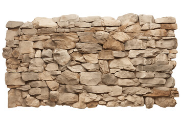 A stone wall made of light brown rocks stacked unevenly in a random pattern transparent background png