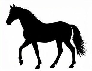 Obraz premium 歩いている馬の黒のシルエットイラスト