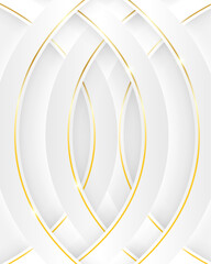 Luxury white and gold abstract background with soft light and shadow. Elegant overlap geometric design. vector illustration.