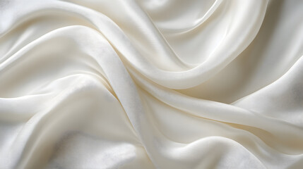 Fototapeta premium Elegant silk fabric texture studio textile close-up soft illumination horizontal pure white background