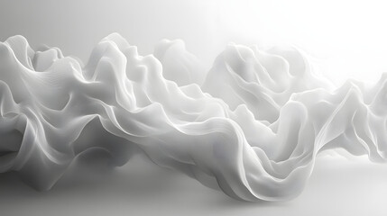 Abstract white textile flowing art horizontal pure white background digital artwork minimalist design