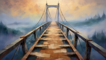 Obraz premium Dreamlike Walkway Disappearing Into Light Fog